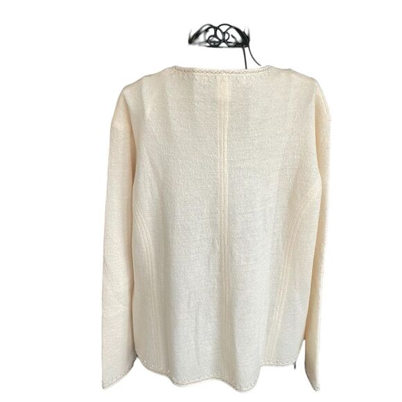 Nygard Collection Embellished Full Zip Boiled Wool Cream Cardigan Sweater Large - Picture 3 of 10